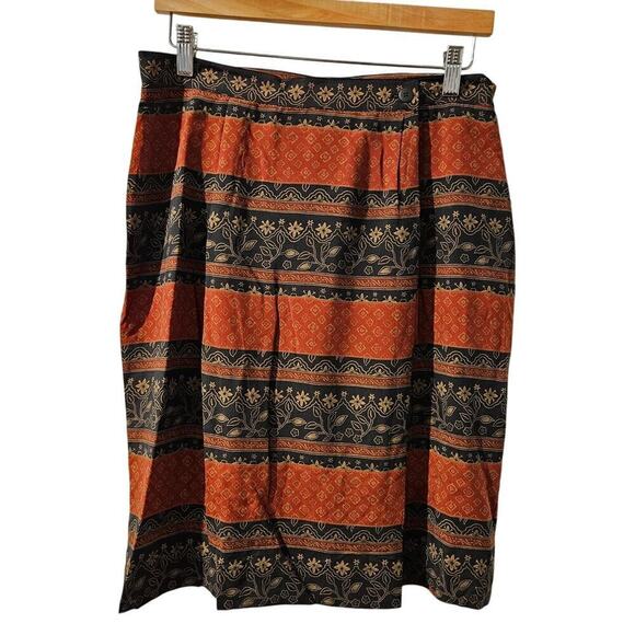 Vintage Jones New York Silk Skirt 12 NWT Marrakech Print Red Black Floral Boho - Picture 1 of 7